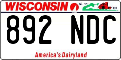 WI license plate 892NDC
