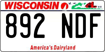 WI license plate 892NDF