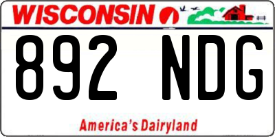 WI license plate 892NDG