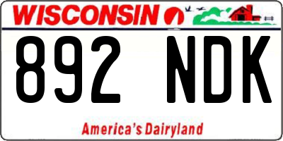 WI license plate 892NDK