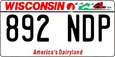 WI license plate 892NDP
