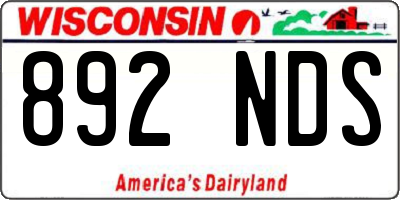 WI license plate 892NDS
