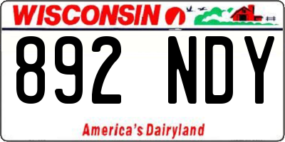 WI license plate 892NDY
