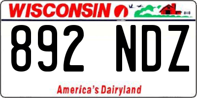 WI license plate 892NDZ