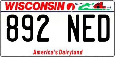 WI license plate 892NED