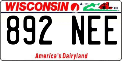 WI license plate 892NEE
