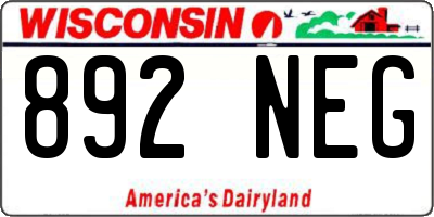 WI license plate 892NEG