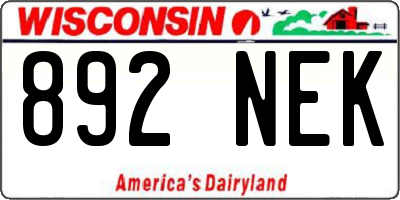 WI license plate 892NEK