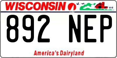 WI license plate 892NEP