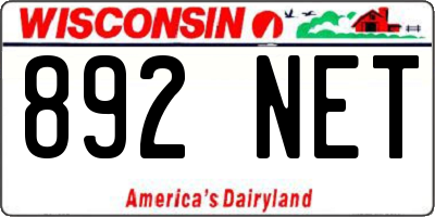 WI license plate 892NET