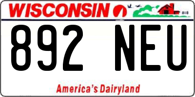 WI license plate 892NEU