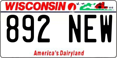 WI license plate 892NEW