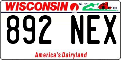 WI license plate 892NEX