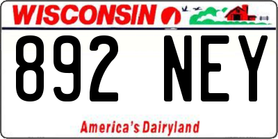 WI license plate 892NEY