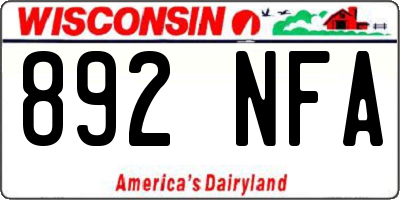 WI license plate 892NFA