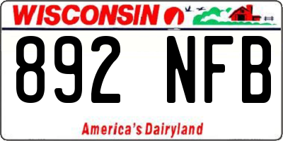 WI license plate 892NFB