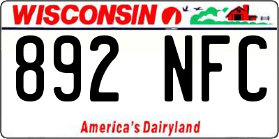 WI license plate 892NFC