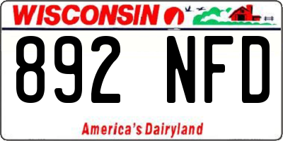 WI license plate 892NFD