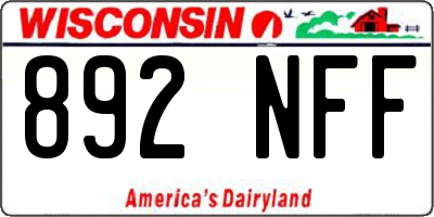 WI license plate 892NFF