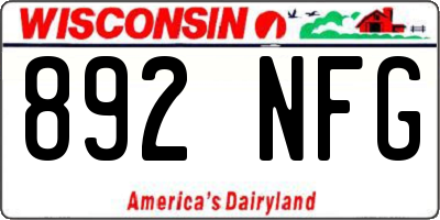 WI license plate 892NFG