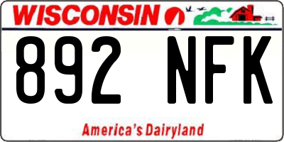 WI license plate 892NFK