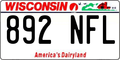 WI license plate 892NFL