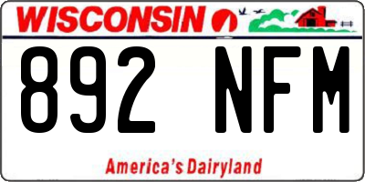 WI license plate 892NFM