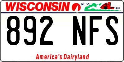 WI license plate 892NFS