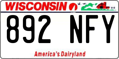 WI license plate 892NFY