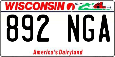 WI license plate 892NGA