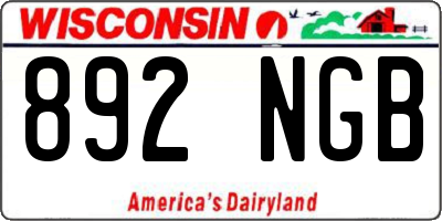 WI license plate 892NGB