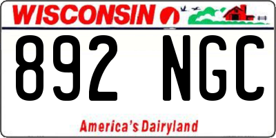 WI license plate 892NGC