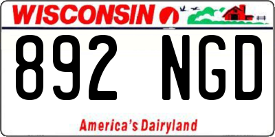 WI license plate 892NGD