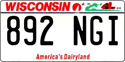WI license plate 892NGI