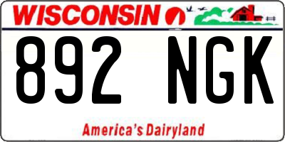 WI license plate 892NGK