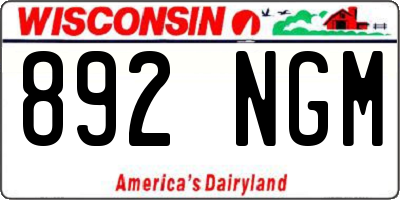 WI license plate 892NGM