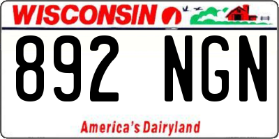 WI license plate 892NGN