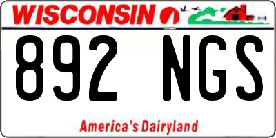 WI license plate 892NGS