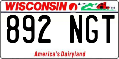 WI license plate 892NGT