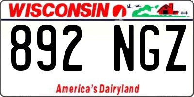 WI license plate 892NGZ