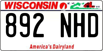 WI license plate 892NHD