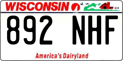 WI license plate 892NHF