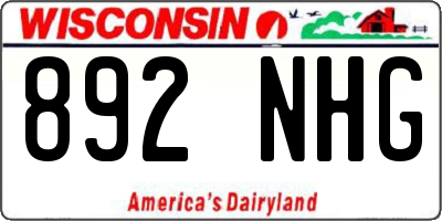 WI license plate 892NHG