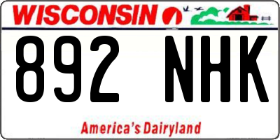 WI license plate 892NHK
