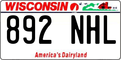 WI license plate 892NHL