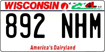 WI license plate 892NHM