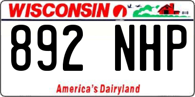 WI license plate 892NHP