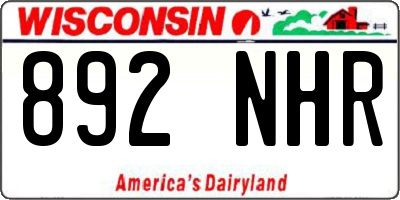 WI license plate 892NHR