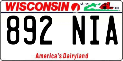 WI license plate 892NIA