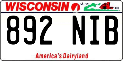 WI license plate 892NIB